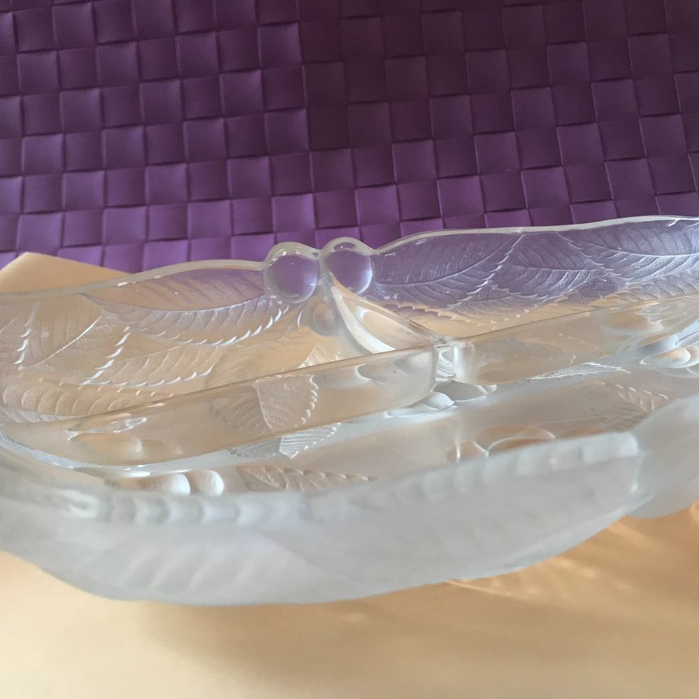Vintage 3 Section Oval Divided Glass / Serving Tray